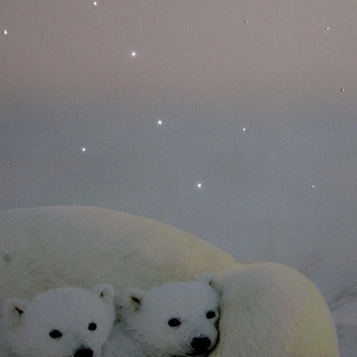 Northlight Fiber Optic Lighted Mama Polar Bear And Cubs Canvas Wall Art 23.5" X 15.5" 4 Northlight Fiber Optic Lighted Mama Polar Bear And Cubs Canvas Wall Art 23.5" X 15.5" - Image 2