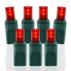 Wide Angle Conical Battery Operated LED D Cell 50 Lights - Red