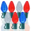 24 Light Red, Pure White & Blue C7 LED Christmas Lights - 8" Spacing -Twinkly Popular Shop c7 248 rwb