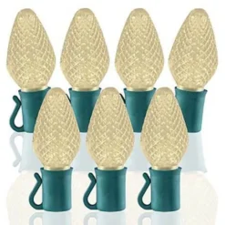 26 Light Warm White C7 LED Christmas Lights - 8" Spacing