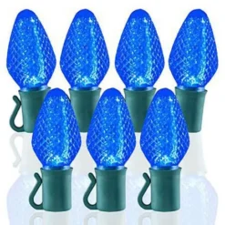 26 Light Blue C7 LED Christmas Lights - 8" Spacing