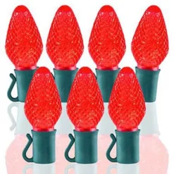 26 Light Red C7 LED Christmas Lights - 8" Spacing