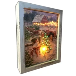 Christmas Central 10" White And Brown LED Lighted Christmas Tree Farm Rectangular Shadow Box Decoration -Twinkly Popular Shop dglow a1002 2 87367.1587645048