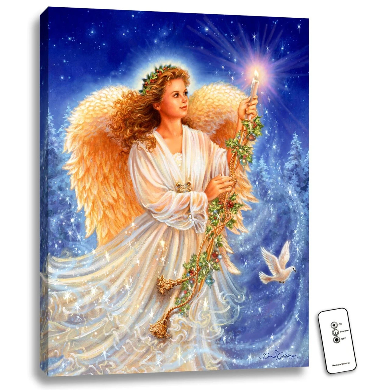 Christmas Central Blue And Cream White Stardust Angel LED Backlit Rectangular Wall Art With Remote Control 24" X 18" 3 Christmas Central Blue And Cream White Stardust Angel LED Backlit Rectangular Wall Art With Remote Control 24" X 18"