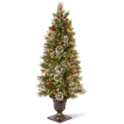 Christmas Central 5" Pre-Lit Potted Wintry Pine Artificial Christmas Tree, Clear Lights