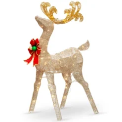 Christmas Central 48" Pre-lit LED Champagne Gold Standing Reindeer Christmas Decoration- White Lights