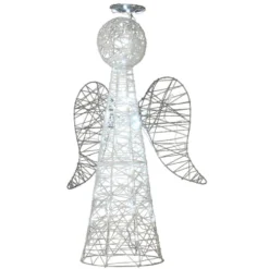 Christmas Central 36" Pre-Lit White And Silver Angel Cone Christmas Outdoor Decoration