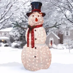 Christmas Central 60" White And Red Pre-Lit LED Snowman Outdoor Christmas Decoration -Twinkly Popular Shop dnat df 300001 2 83965.1631810521