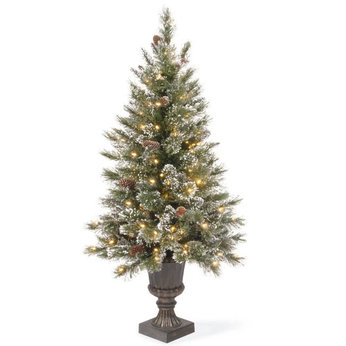 Christmas Central 4' Pre-lit Potted Glittery Bristle Christmas Tree, Clear Lights 3 Christmas Central 4' Pre-lit Potted Glittery Bristle Christmas Tree, Clear Lights