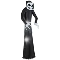 7' White And Black Giant Wicked Reaper Inflatable Outdoor Halloween Decor