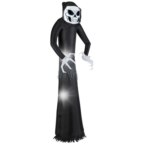 7' White And Black Giant Wicked Reaper Inflatable Outdoor Halloween Decor 3 7' White And Black Giant Wicked Reaper Inflatable Outdoor Halloween Decor