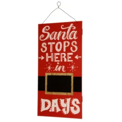 Christmas Central "Santa Stops Here" Countdown Rectangular Christmas Wall Art Decoration