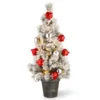 Christmas Central 3' Pre-Lit Potted Snowy Bristle Pine Medium Artificial Tabletop Christmas Tree - Warm White LED Lights
