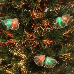 Christmas Central 3' Pre-lit Potted Double Bell Artificial Christmas Tree, Fiber Optic Lights -Twinkly Popular Shop dnat szfx7 165l 36 3 34874.1663860523