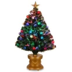 Twinkly Popular Shop 37 Christmas Central 3' Pre-Lit Medium Artificial Ornamented Christmas Fireworks Tree, Fiber Optic Lights