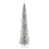 Christmas Central 9' Silver Pencil Tinsel Artificial Christmas Tree, Unlit