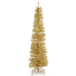 6' Pencil Champagne Gold Tinsel Artificial Christmas Tree - Unlit