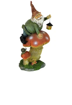 14" Lantern Gnome Atop A Mushroom Garden Statue -Twinkly Popular Shop dtosc20qm211331 2 16879.1664034809