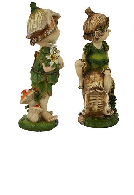 Set Of 2 Pixie Garden Gnomes Statues: Pete And Perry 12.5" 6 Set Of 2 Pixie Garden Gnomes Statues: Pete And Perry 12.5" - Image 4