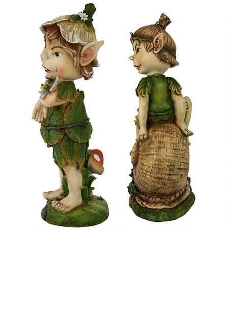 Set Of 2 Pixie Garden Gnomes Statues: Pete And Perry 12.5" 8 Set Of 2 Pixie Garden Gnomes Statues: Pete And Perry 12.5" - Image 6