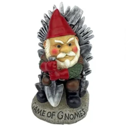 10" Gray And Red Game Of Gnomes Outdoor Garden Statue