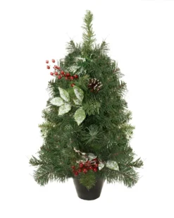 Northlight 2' Green Potted Pre-Decorated Pine Cone And Berry Medium Artificial Christmas Tree - Unlit