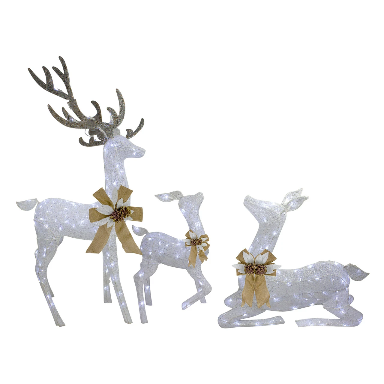 3pc White Deer Family LED Twinkle Outdoor Christmas Yard Art Display 40" 3 3pc White Deer Family LED Twinkle Outdoor Christmas Yard Art Display 40"