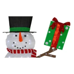 74" White LED Lighted Fluffy Glitter Snowman With Present Outdoor Christmas Figurine -Twinkly Popular Shop hofert 4350 3 71803.1599526997