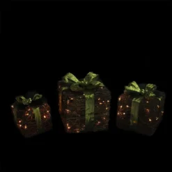 Northlight Set Of 3 Brown And Green Lighted Glitter Gift Boxes Christmas Decoration 12" -Twinkly Popular Shop lgdwtchk5l9lygwslwxrnmps29toisin 08620.1588414978