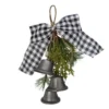Melrose 13" Black And White Gingham Tie With Bells Christmas Door Hanger
