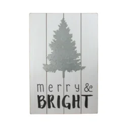 20" Gray And Black Rectangular Christmas Wall Hanging