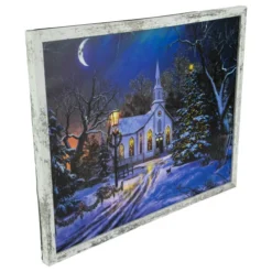 Northlight LED Lighted Church At Night Framed Christmas Canvas Wall Art 19" X 15" -Twinkly Popular Shop northlight 27876 4 45961.1665590923
