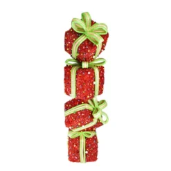 Northlight 34" Red And Green Lighted Candy Stacked Gift Boxes Tower Outdoor Christmas Decoration