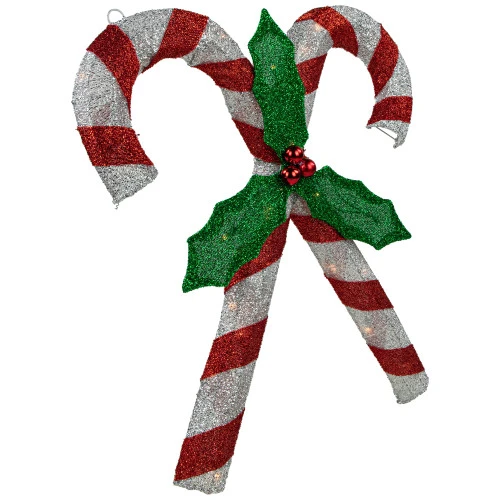 Northlight 27" Lighted Sparkling Red And Silver Double Candy Cane Outdoor Christmas Decor 4 Northlight 27" Lighted Sparkling Red And Silver Double Candy Cane Outdoor Christmas Decor - Image 3
