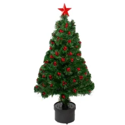 Northlight 3' Pre-Lit Color Changing Fiber Optic Christmas Tree With Red Berries