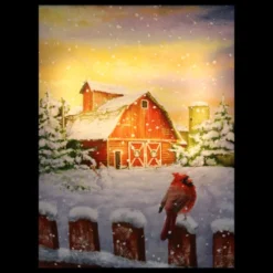 Northlight LED Back Lit Snowy Sunset Barn Scene Christmas Wall Art 15.75" X 12" -Twinkly Popular Shop northlight nj16538 2 45973.1588415653