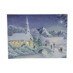 Northlight LED Fiber Optic Lighted Snow Covered Church Christmas Wall Art 15.75" X 12"