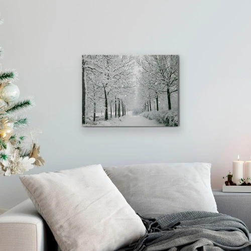 Northlight LED Lighted Fiber Optic Twinkling Snow Covered Tree Scene Canvas Wall Art 15.75" X 11.75" 4 Northlight LED Lighted Fiber Optic Twinkling Snow Covered Tree Scene Canvas Wall Art 15.75" X 11.75" - Image 2