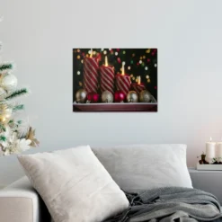 Northlight LED Lighted Red And Gold Christmas Candles Display Canvas Wall Art 11.75" X 15.75" -Twinkly Popular Shop northlight nj85673 5 39898.1661886597