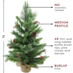 Northlight 24" Mixed Cashmere Berry Pine Medium Artificial Christmas Tree - Unlit -Twinkly Popular Shop northlight v03957 thumbnail 35055.1608347576