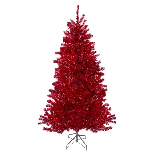 Northlight 6' Metallic Red Tinsel Artificial Christmas Tree - Unlit 3 Northlight 6' Metallic Red Tinsel Artificial Christmas Tree - Unlit