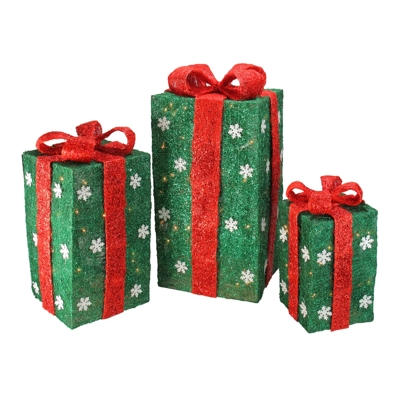 Northlight Set Of 3 Lighted Tall Green Gift Boxes With Red Bows Christmas Outdoor Decorations 18" 3 Northlight Set Of 3 Lighted Tall Green Gift Boxes With Red Bows Christmas Outdoor Decorations 18"