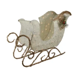 Northlight 39.25" Ivory And Gold Sleigh Outdoor Christmas Decoration