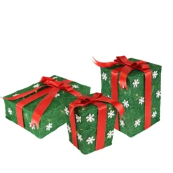 Northlight Set Of 3 Lighted Green With Red Bows Gift Boxes Outdoor Christmas Decorations 13" -Twinkly Popular Shop northlight y76236 2 81632.1599873103