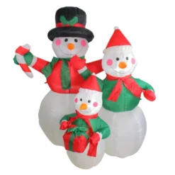 Northlight 4' Inflatable Lighted Snowman FamilyChristmas Yard Art Decoration