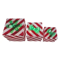 Northlight Set Of 3 Red And White Striped Gift Box Outdoor Christmas Decor -Twinkly Popular Shop northlight zg15692 2 01198.1665087795