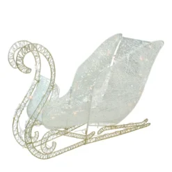 Northlight 41" Lighted Elegant White Glittering Christmas Sleigh Outdoor Decor