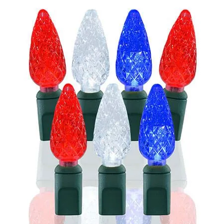 70 Light Red, White & Blue C6 LED Christmas Lights 3 70 Light Red, White & Blue C6 LED Christmas Lights