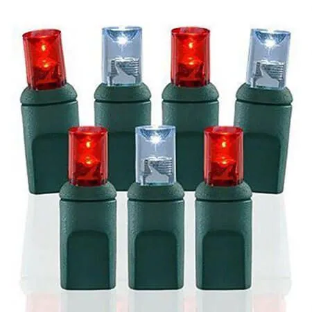 Wide Angle Conical - 4" Spacing, 70 Bulb, Grn Cord, UL Coaxial RY Plug - Full Wave - Pure White & Red 3 Wide Angle Conical - 4" Spacing, 70 Bulb, Grn Cord, UL Coaxial RY Plug - Full Wave - Pure White & Red