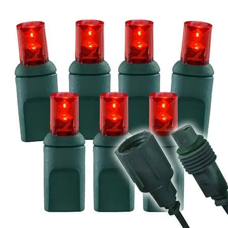 Wide Angle Conical - 4" Spacing, 70 Bulb, Grn Cord, UL Coaxial RY Plug - Full Wave - Red 3 Wide Angle Conical - 4" Spacing, 70 Bulb, Grn Cord, UL Coaxial RY Plug - Full Wave - Red